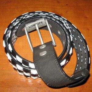Low Life London Belt Raised Checkered White Black Sz M 34" w Checkerboard Lining